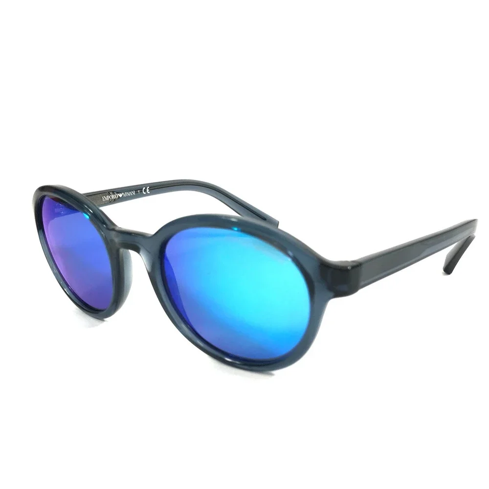 Emporio Armani Sunglasses EA4054 5373/55 Blue Round Frames w/ Mirror Blue Lenses